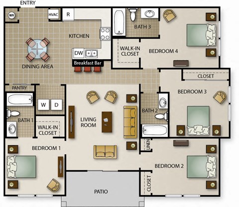 floor plan of the living room and bedroom area of a house
